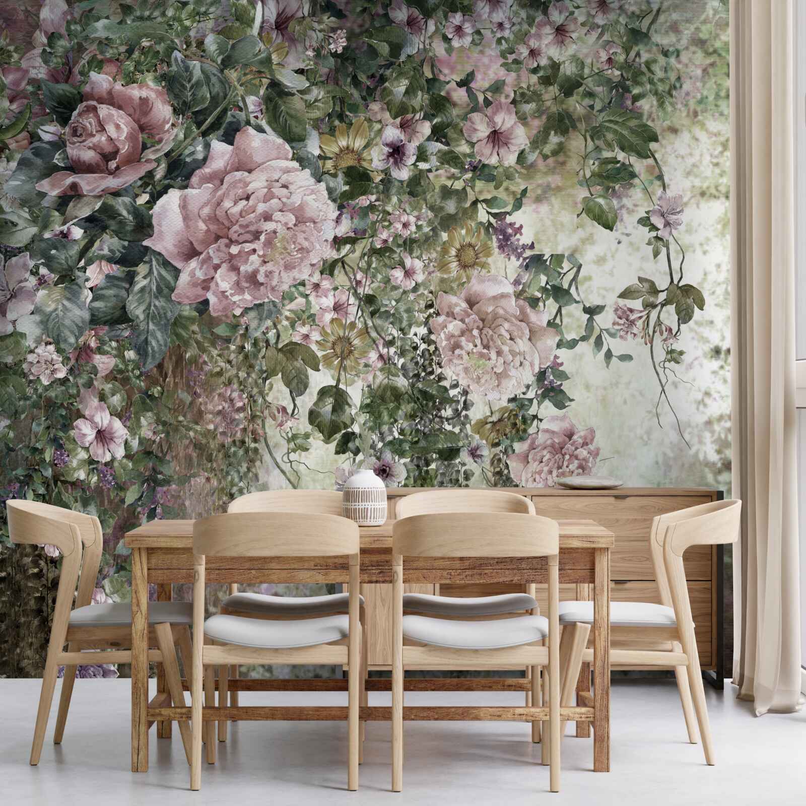 Fototapeten Ein bisschen zarte Blumen- und Grüntöne
