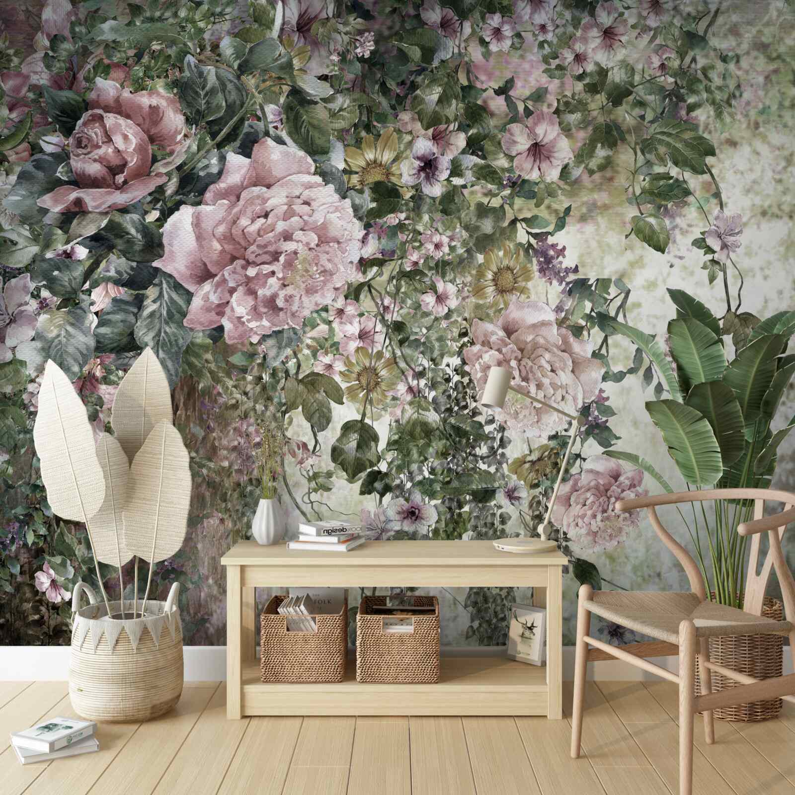 Fototapeten Ein bisschen zarte Blumen- und Grüntöne