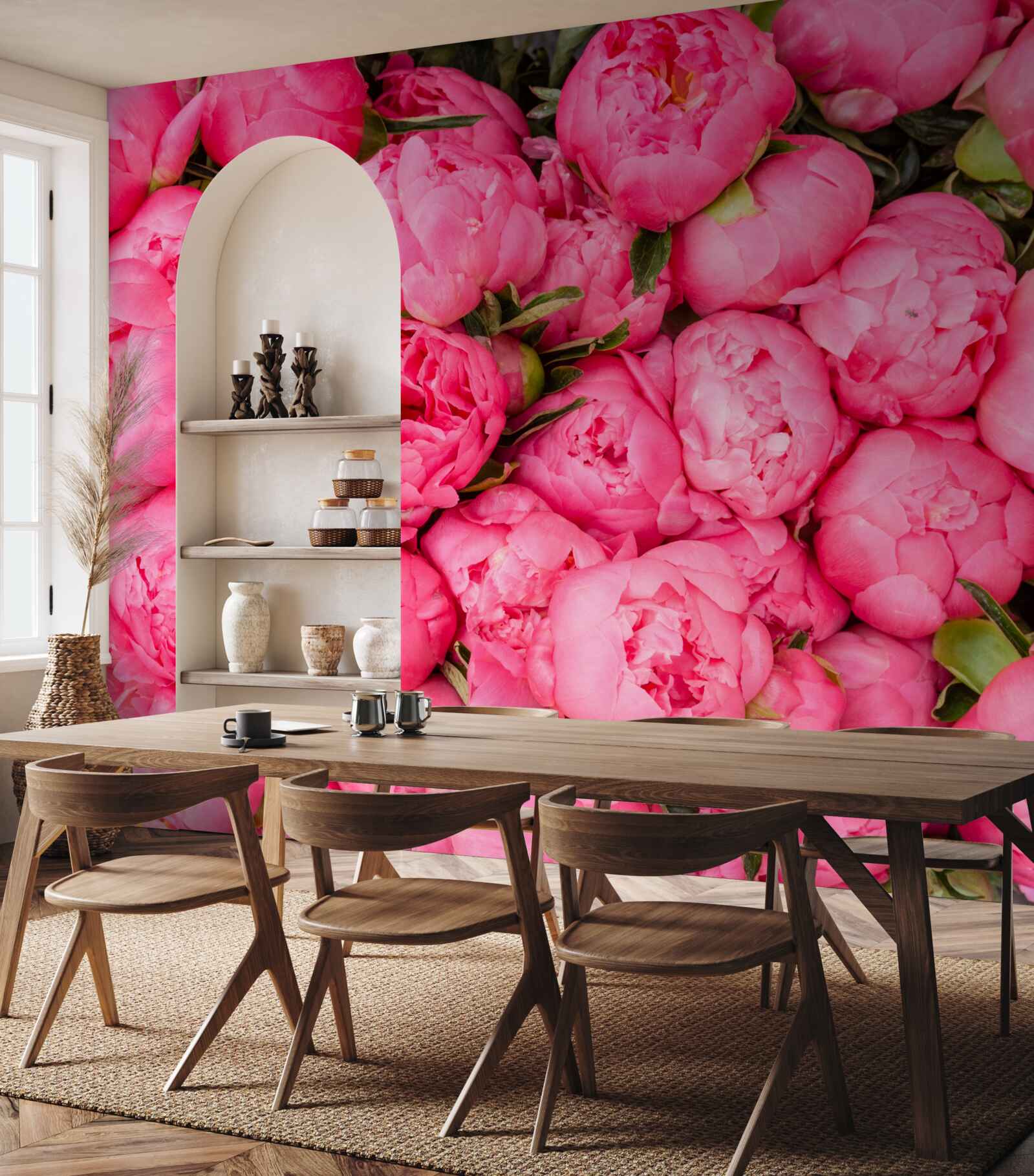 Fototapeten süße rosa Pfingstrosen