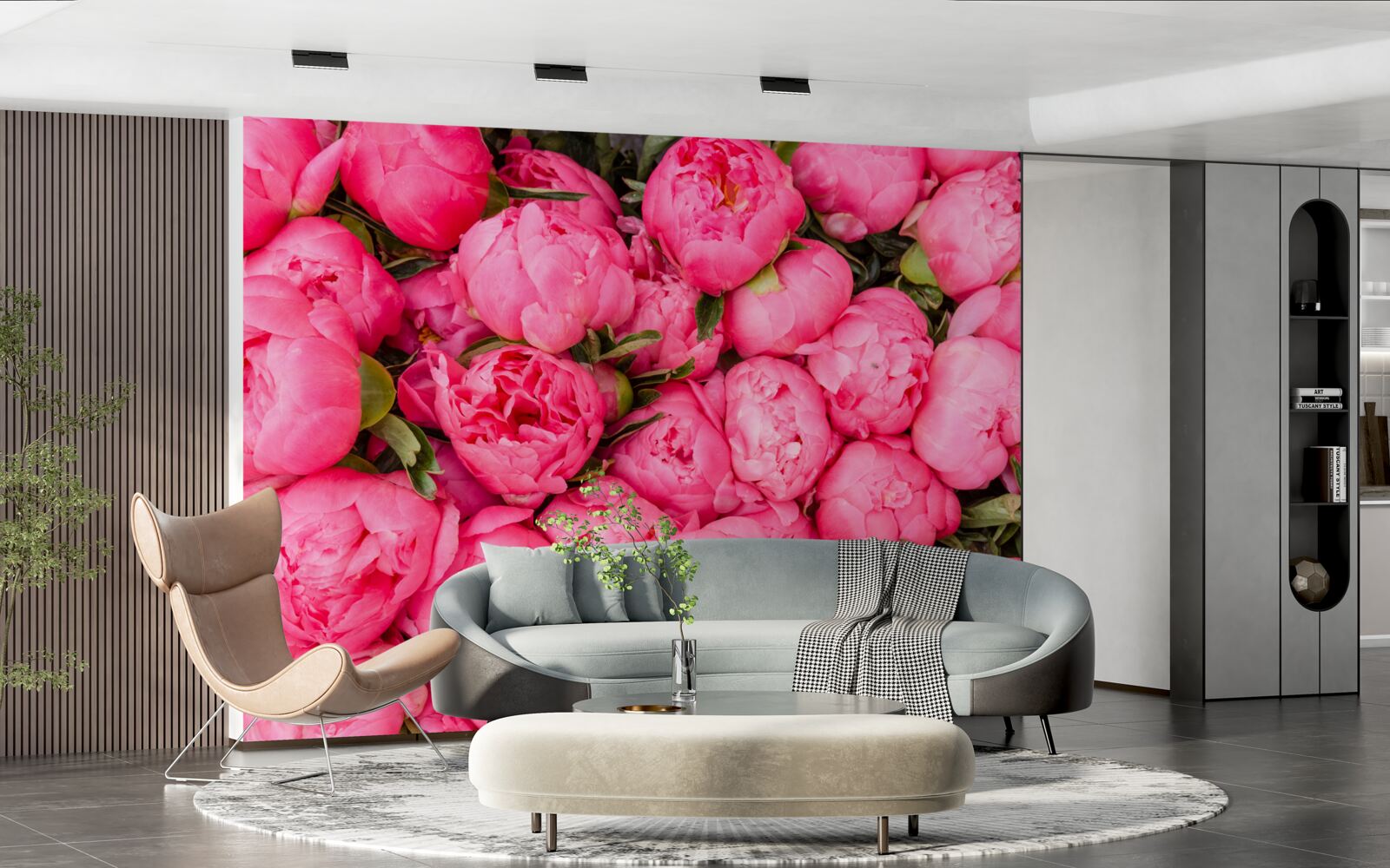 Fototapeten süße rosa Pfingstrosen