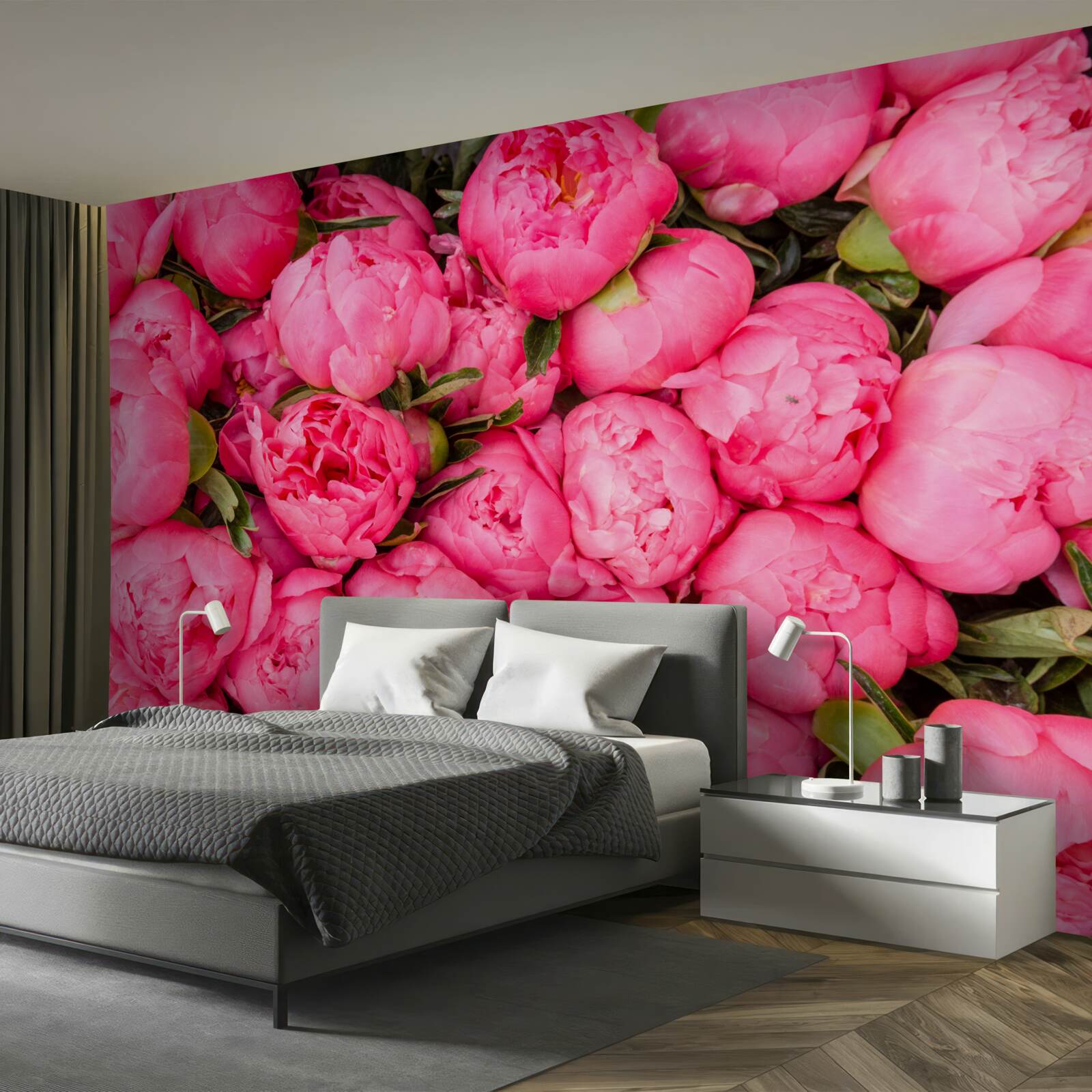 Fototapeten süße rosa Pfingstrosen