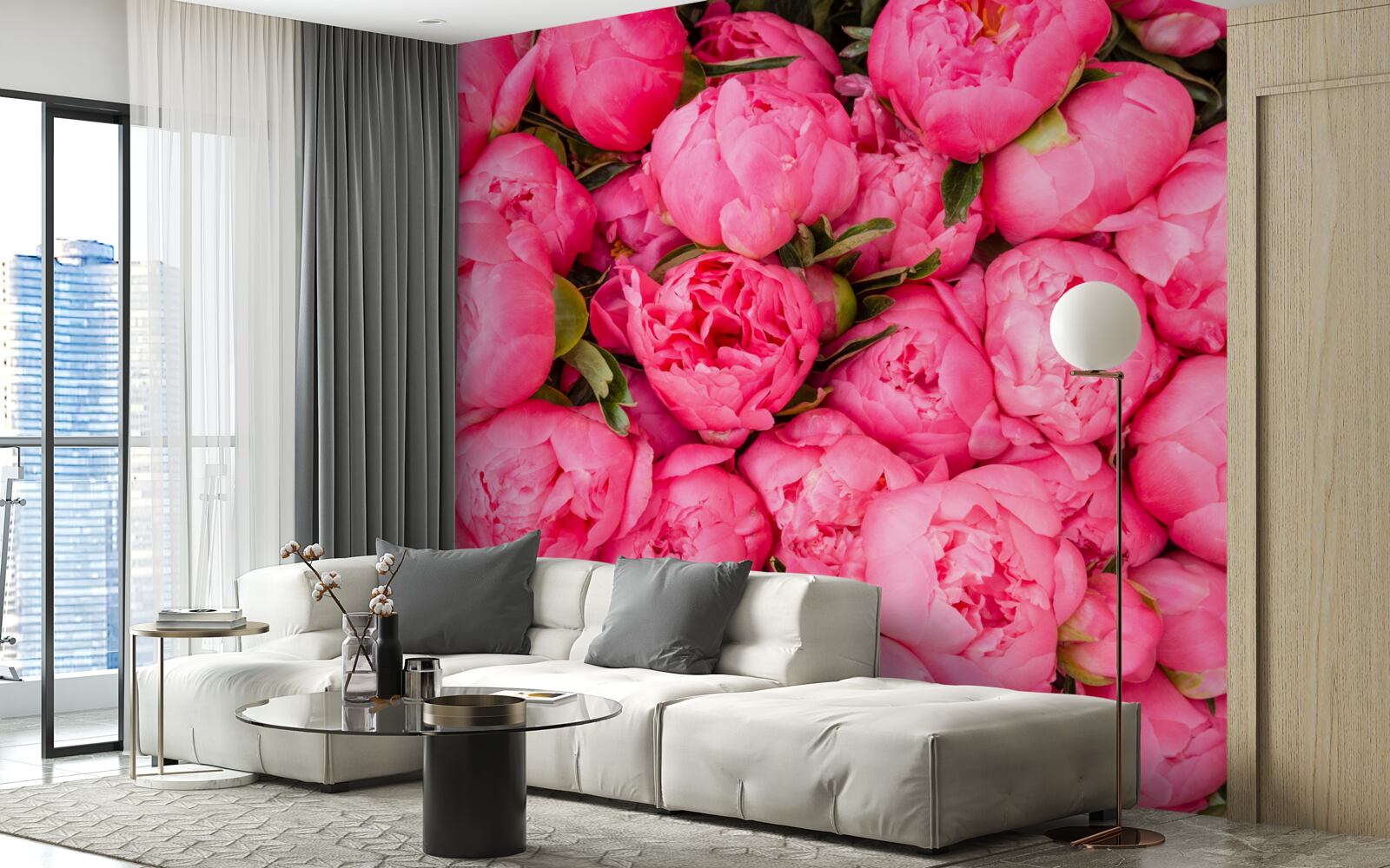 Fototapeten süße rosa Pfingstrosen