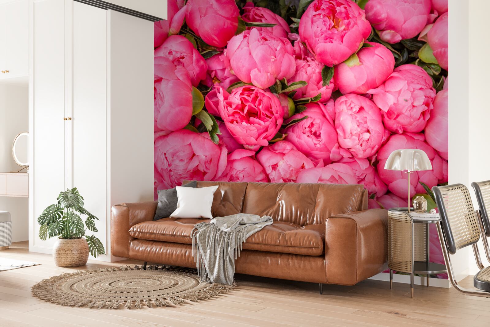Fototapeten süße rosa Pfingstrosen