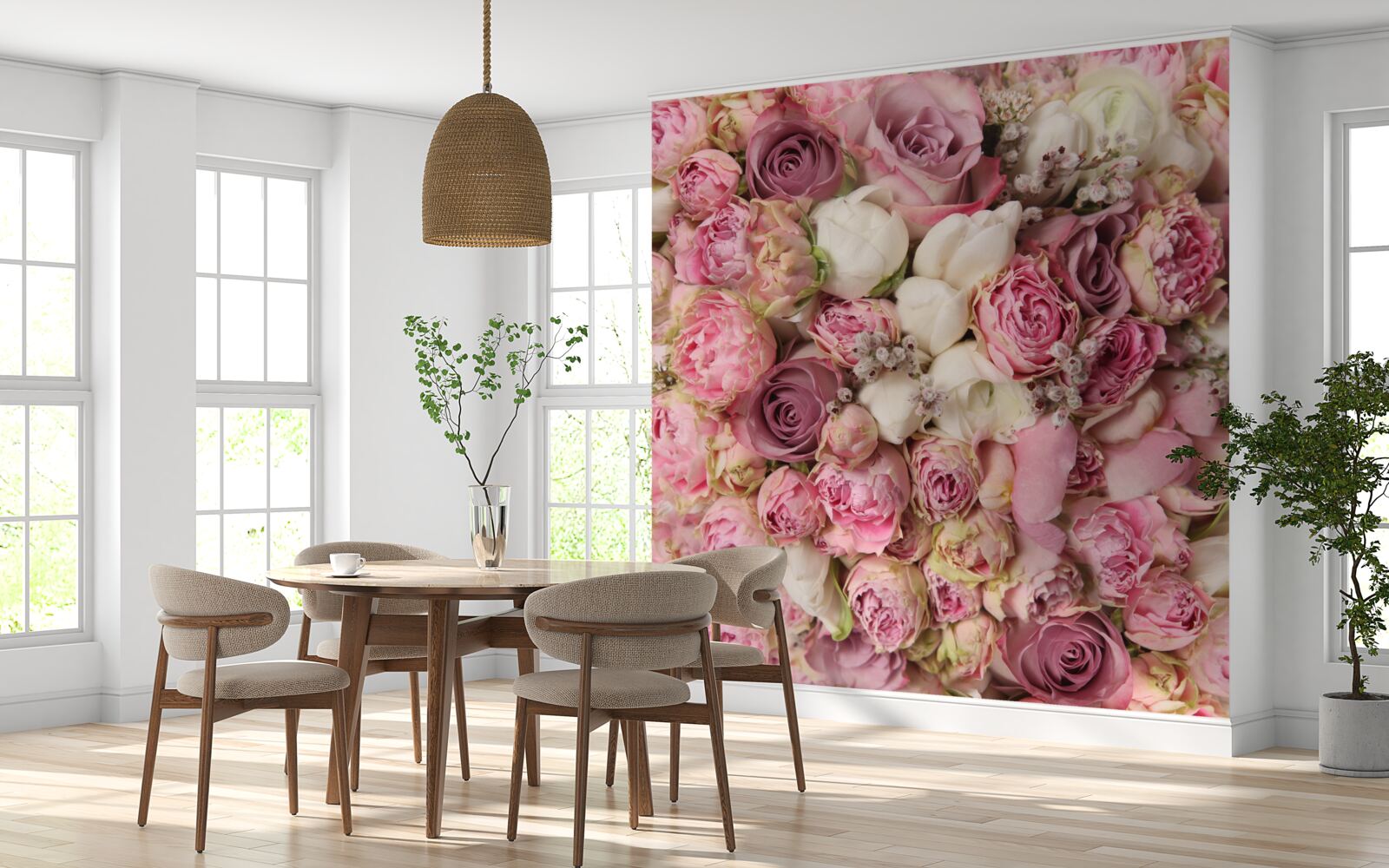 Fototapeten Eine Sammlung von Tulpen und Rosen