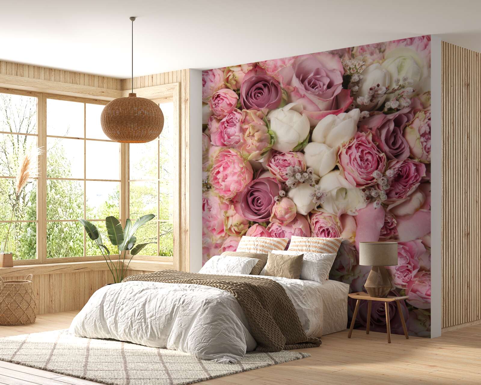 Fototapeten Eine Sammlung von Tulpen und Rosen