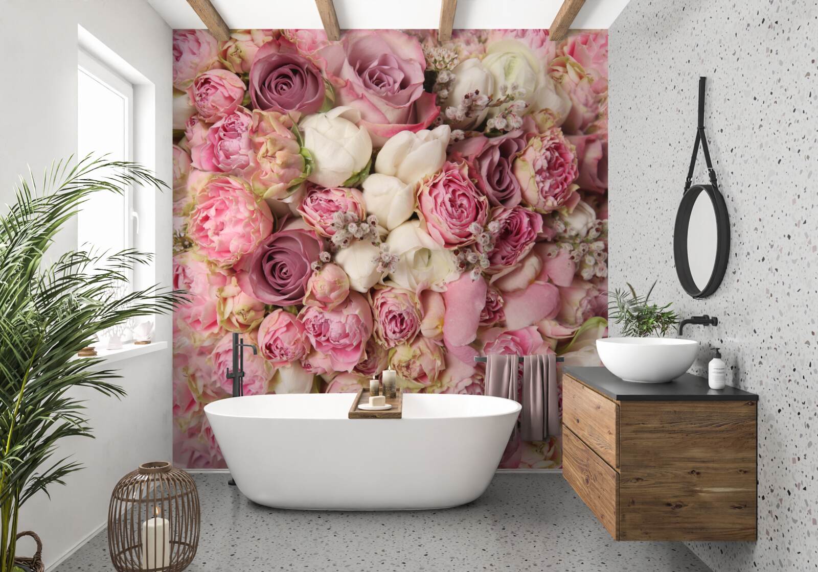 Fototapeten Eine Sammlung von Tulpen und Rosen