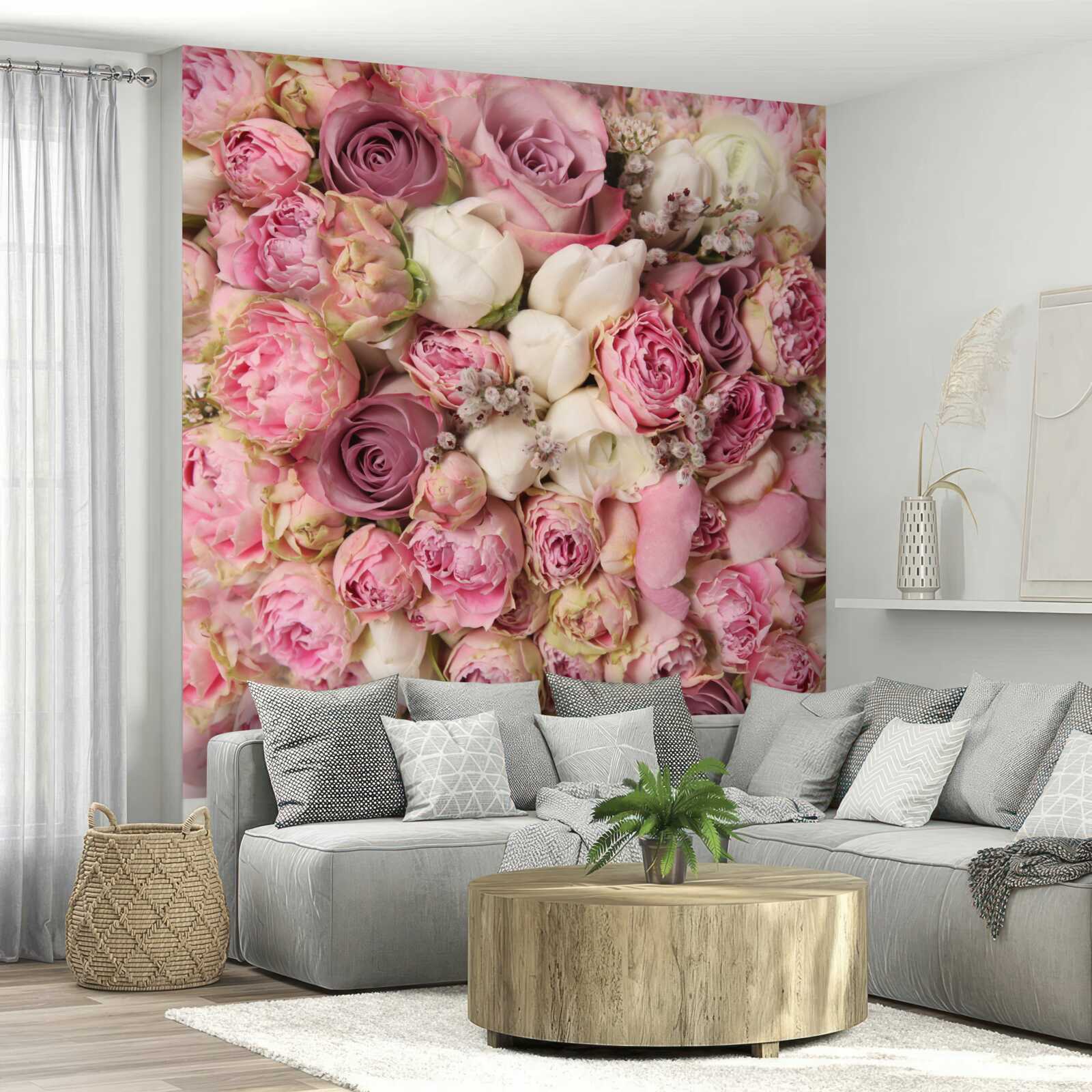 Fototapeten Eine Sammlung von Tulpen und Rosen
