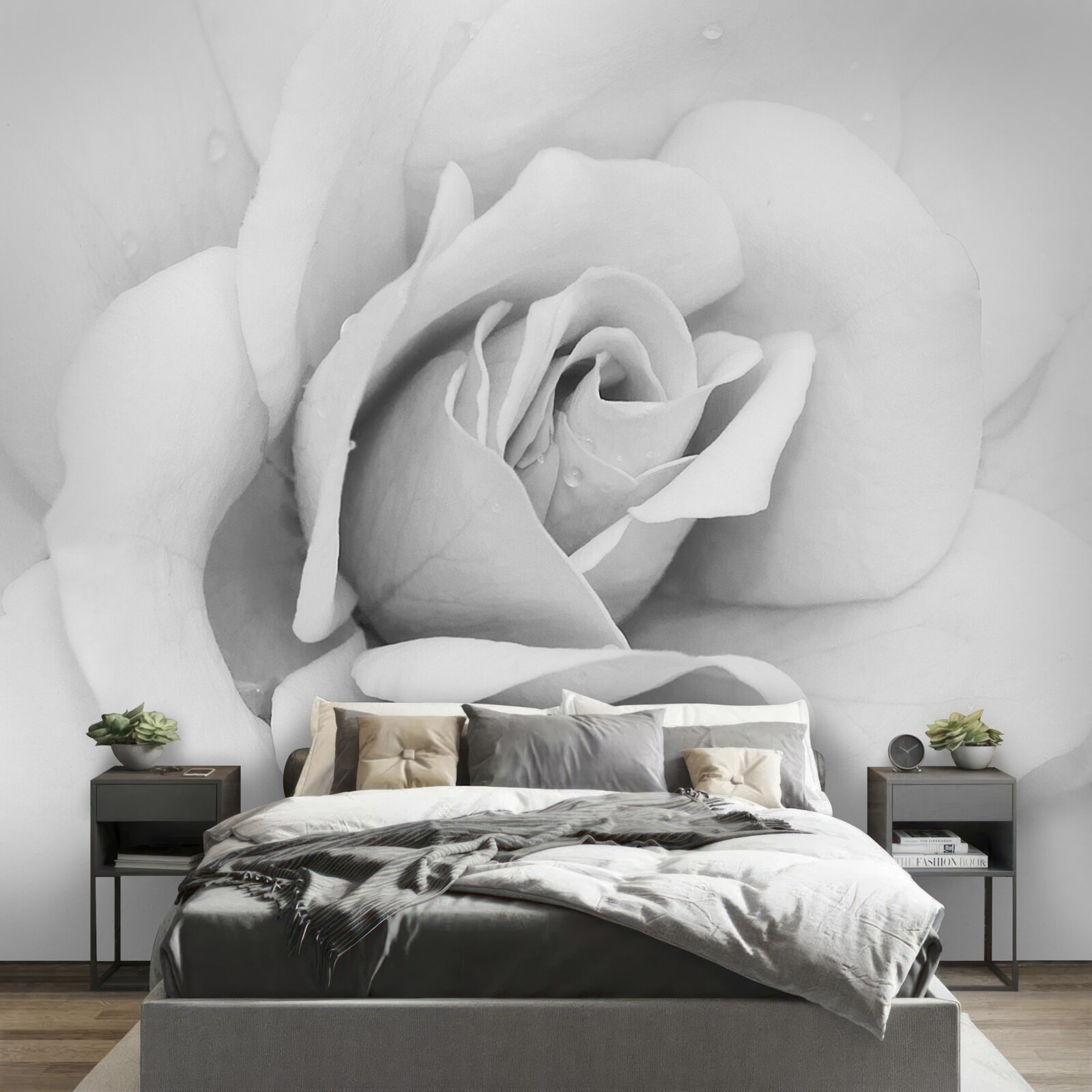 Fototapeten Vergrößertes Bild von weißer Rose