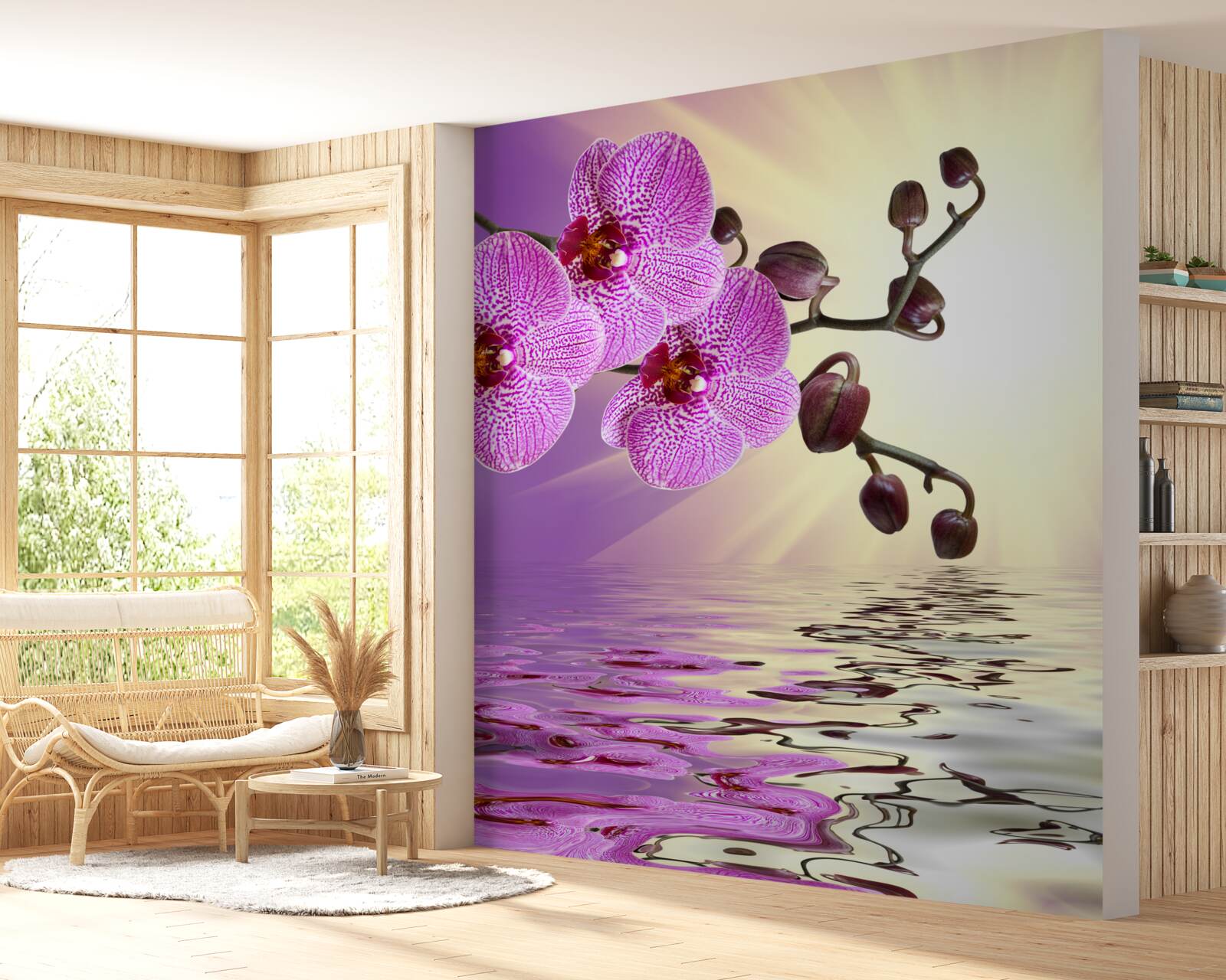 Fototapeten Reflexion der Orchidee im Wasser