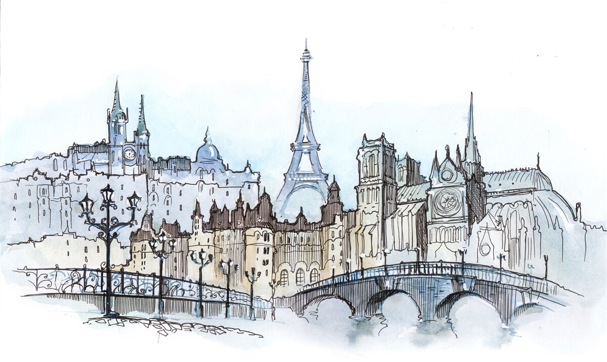 Fototapeten Promenade im alten Paris