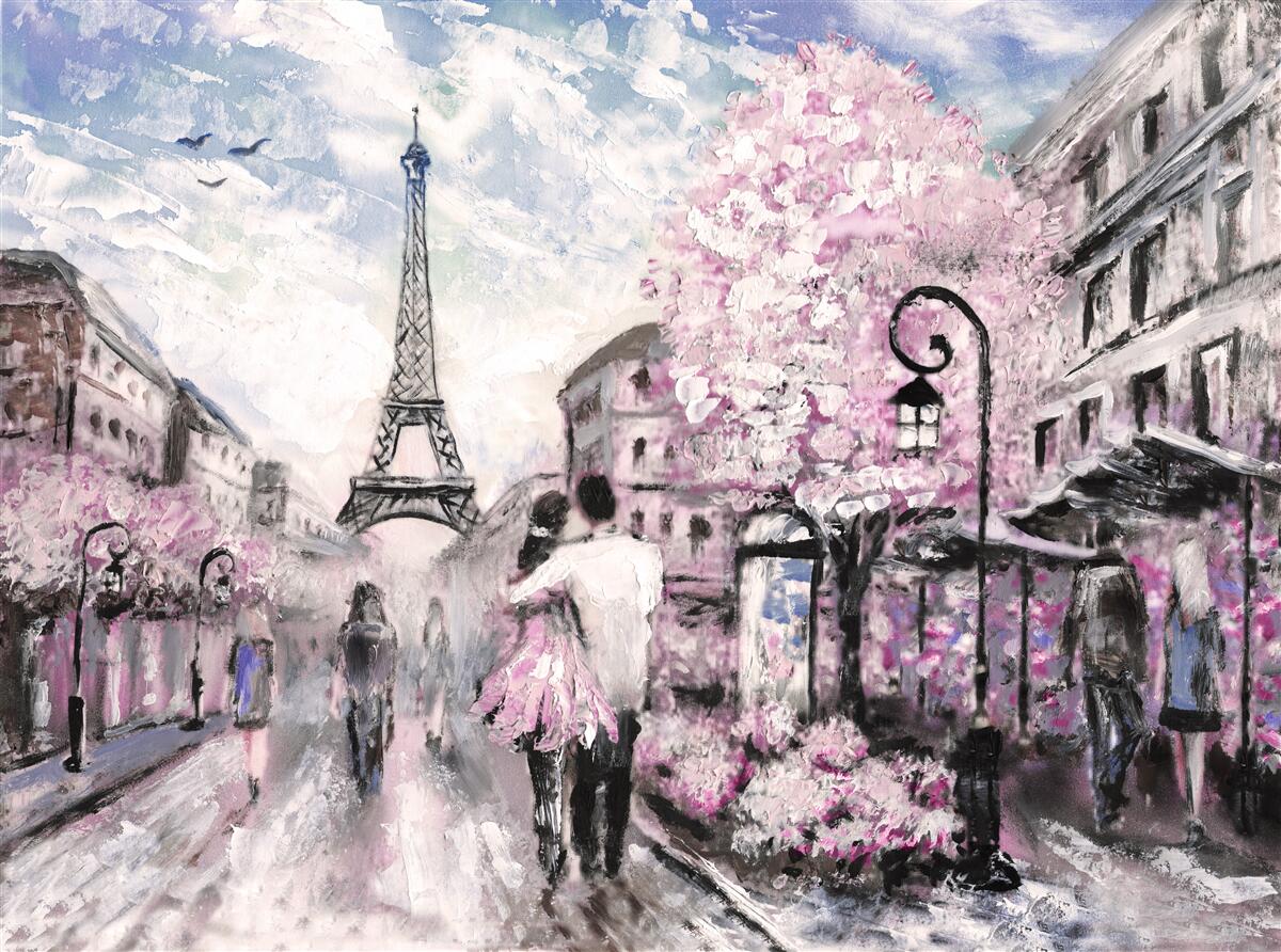 Fototapeten Ein Paar verliebt auf den Straßen von Paris