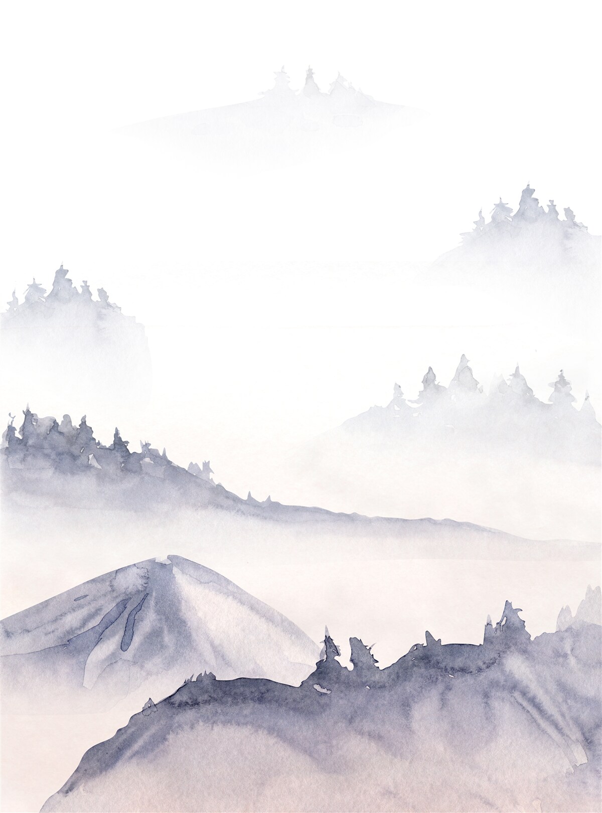Fototapeten Die Berge sind in den Nebel eingetaucht
