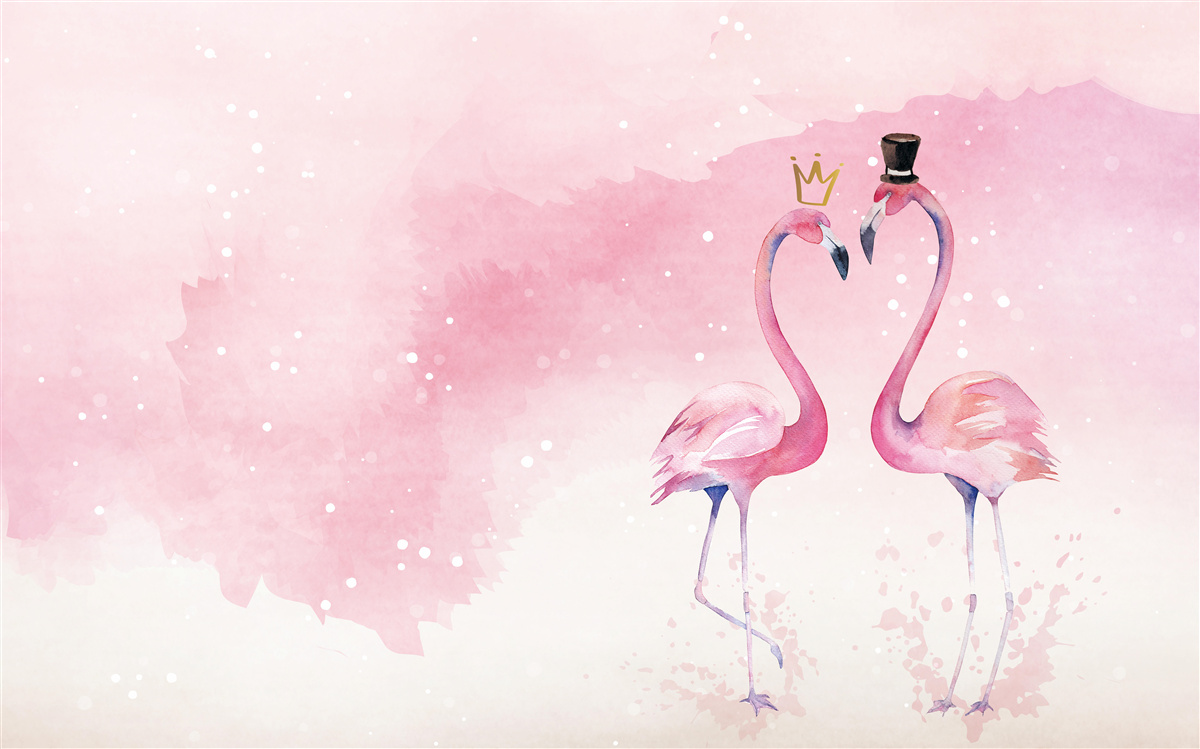 Fototapeten Zwei rosa Flamingos