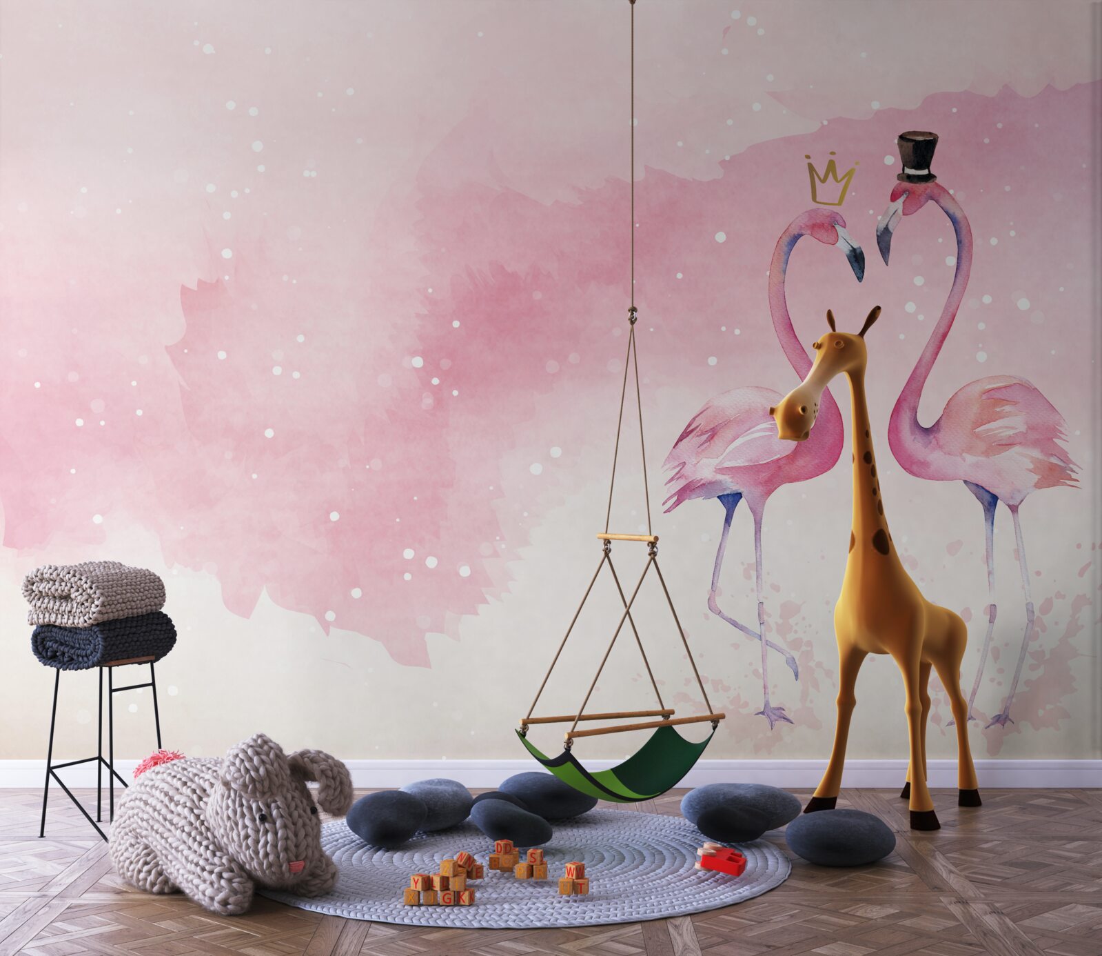 Fototapeten Zwei rosa Flamingos