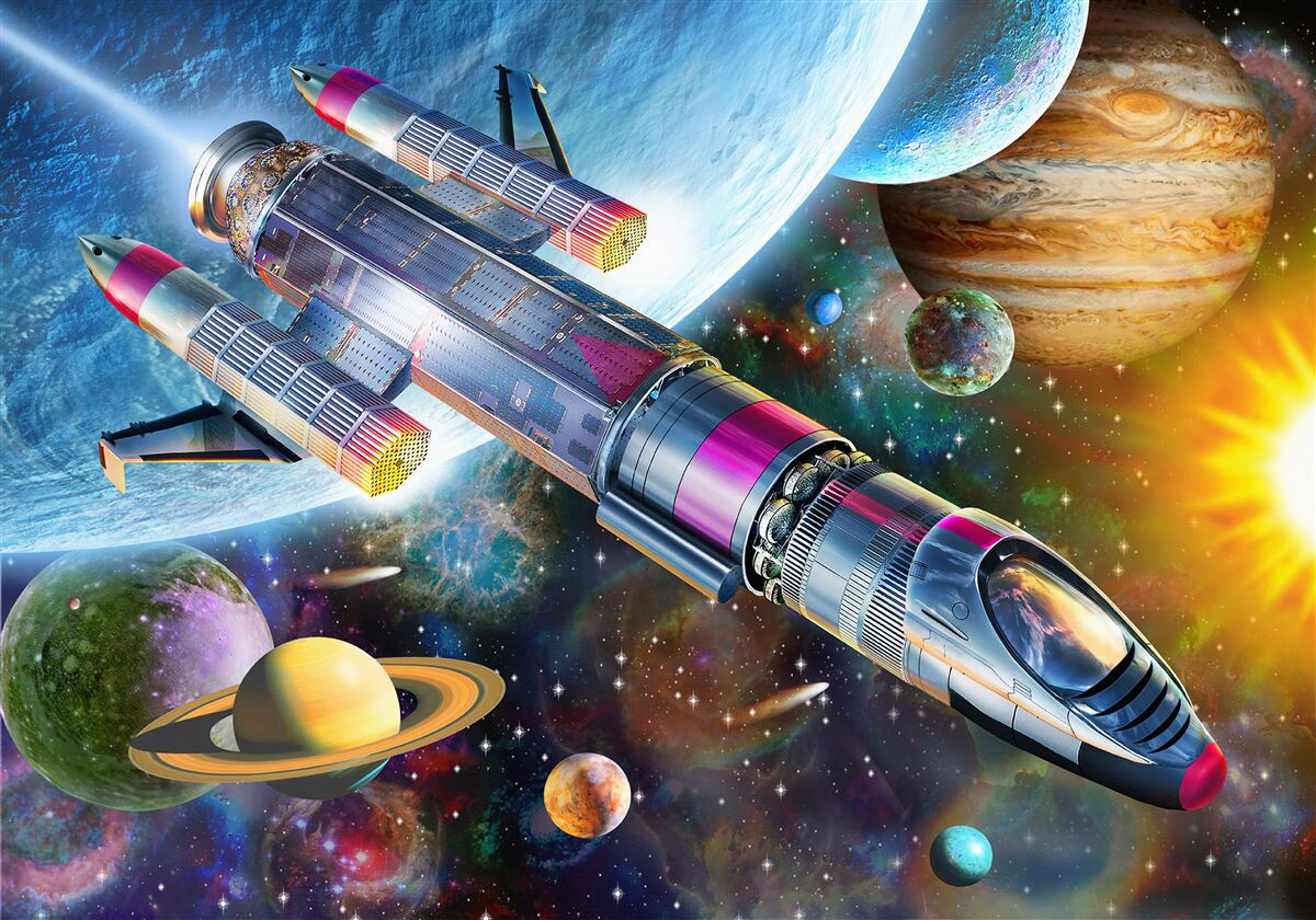 Fototapeten Beginn eines Raumschiffs in den Weltraum