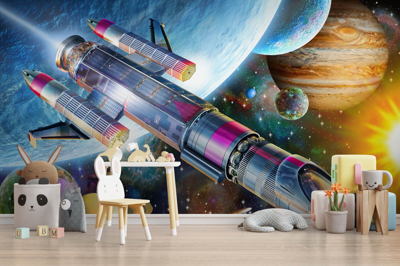 Fototapeten Beginn eines Raumschiffs in den Weltraum