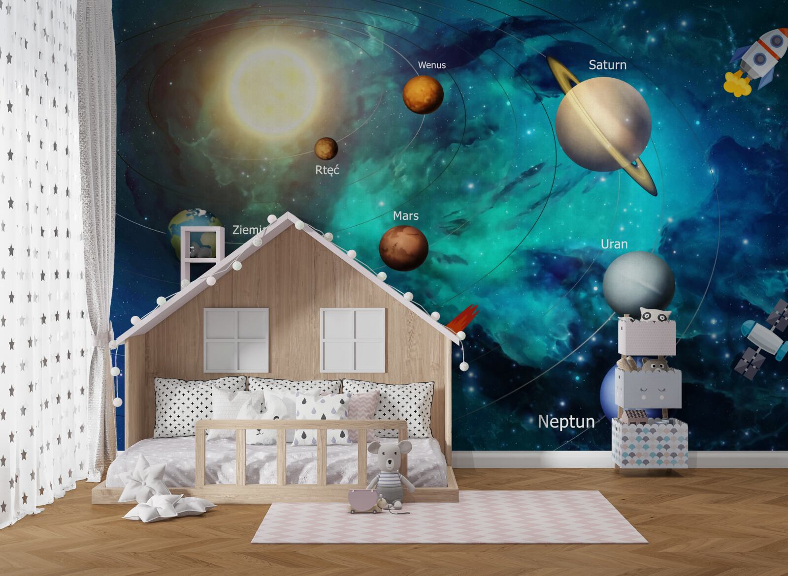Fototapeten Eine Reihe von Planeten im Universum