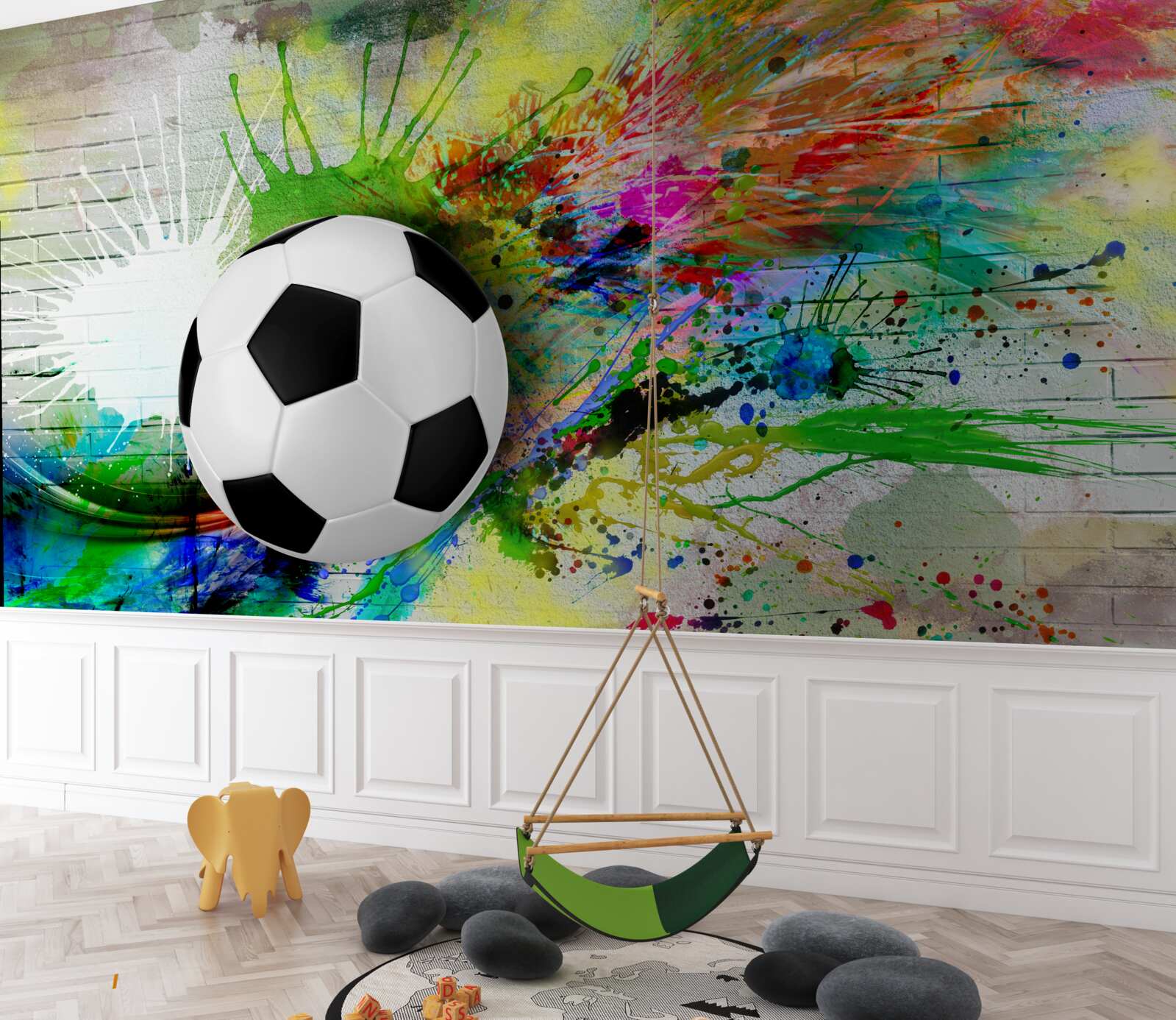 Fototapeten Hintergrundhelligkeit wird durch Fußball betont
