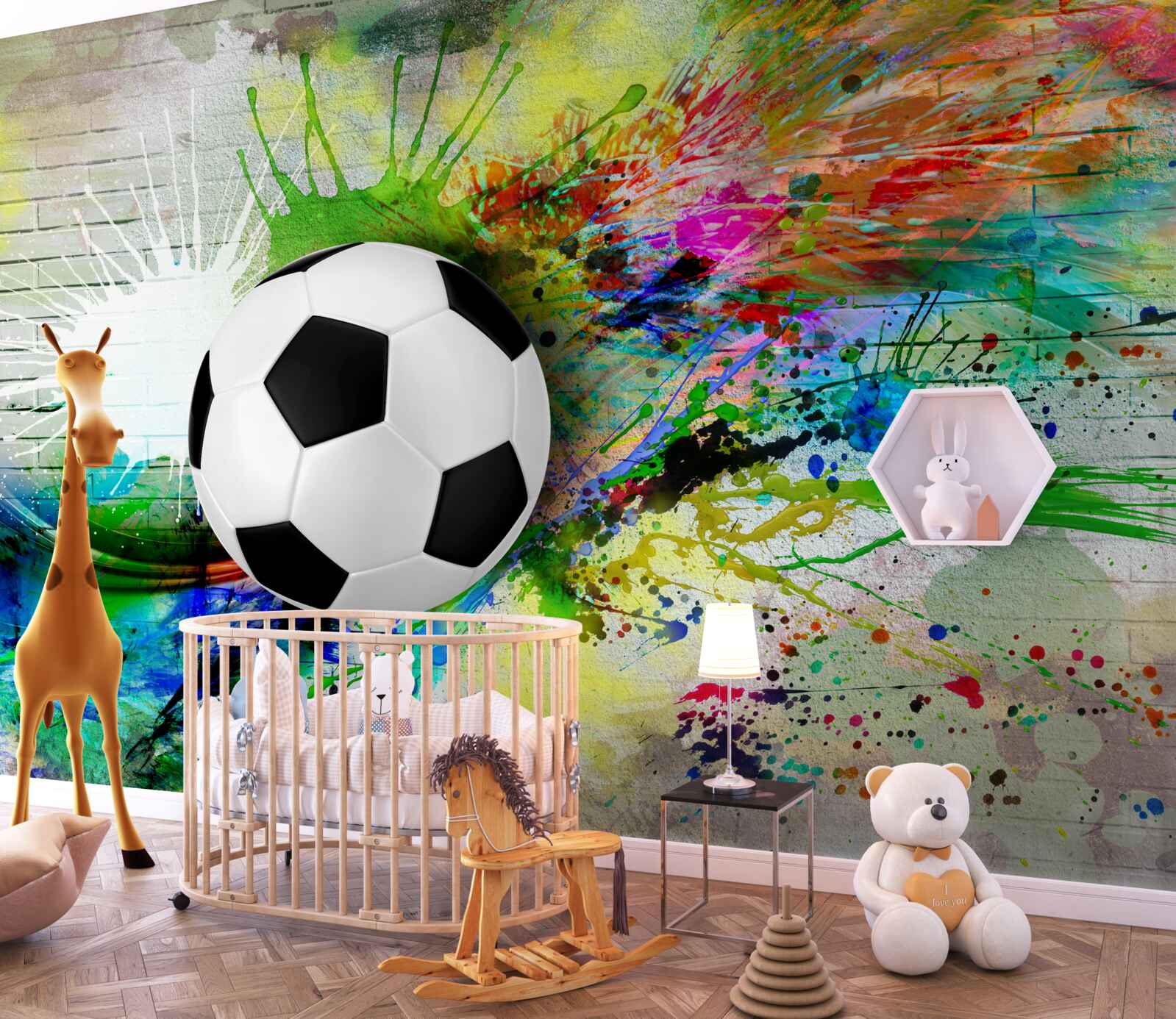 Fototapeten Hintergrundhelligkeit wird durch Fußball betont