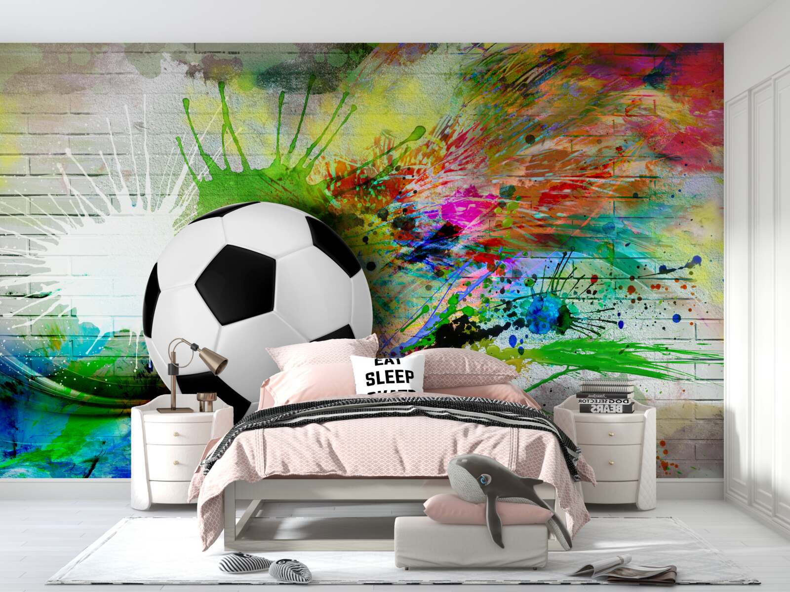 Fototapeten Hintergrundhelligkeit wird durch Fußball betont