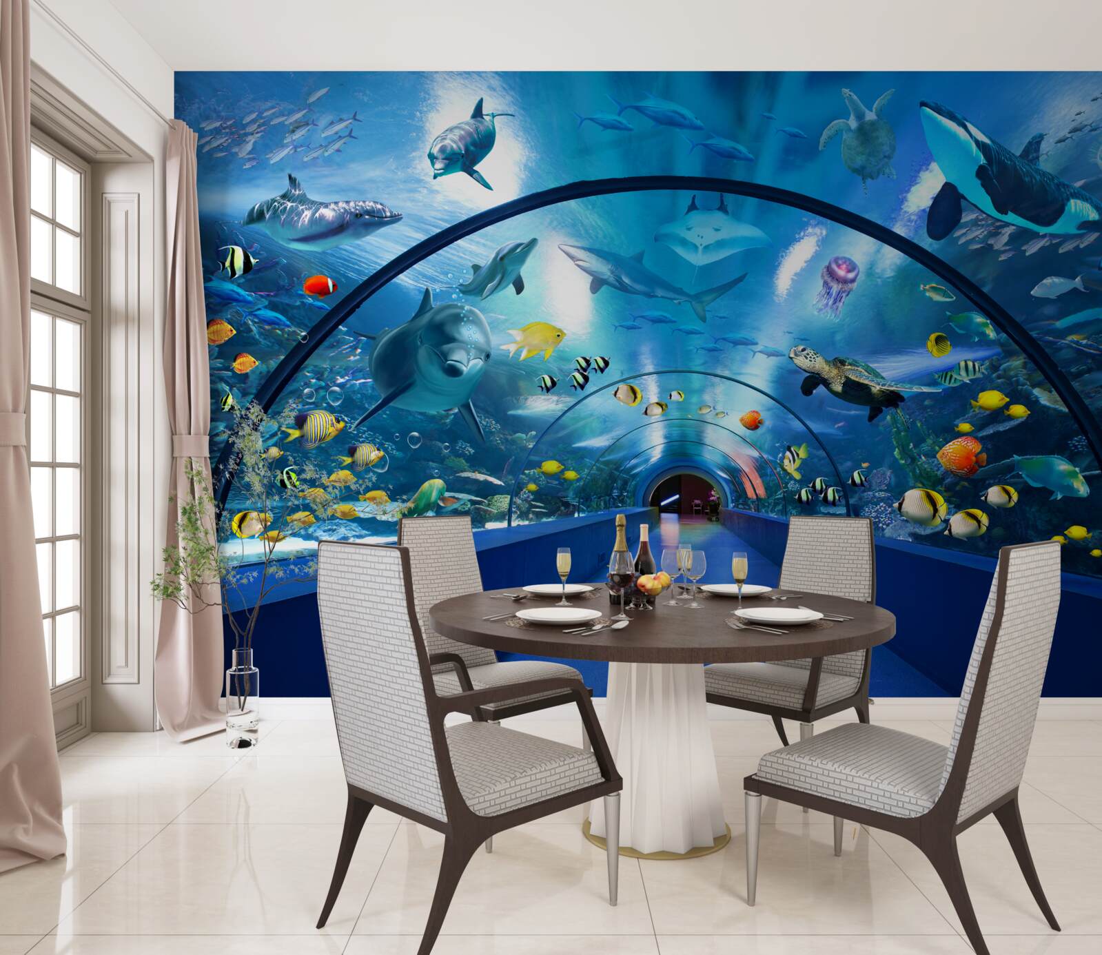 Fototapeten Faszinierender Aquarientunnel