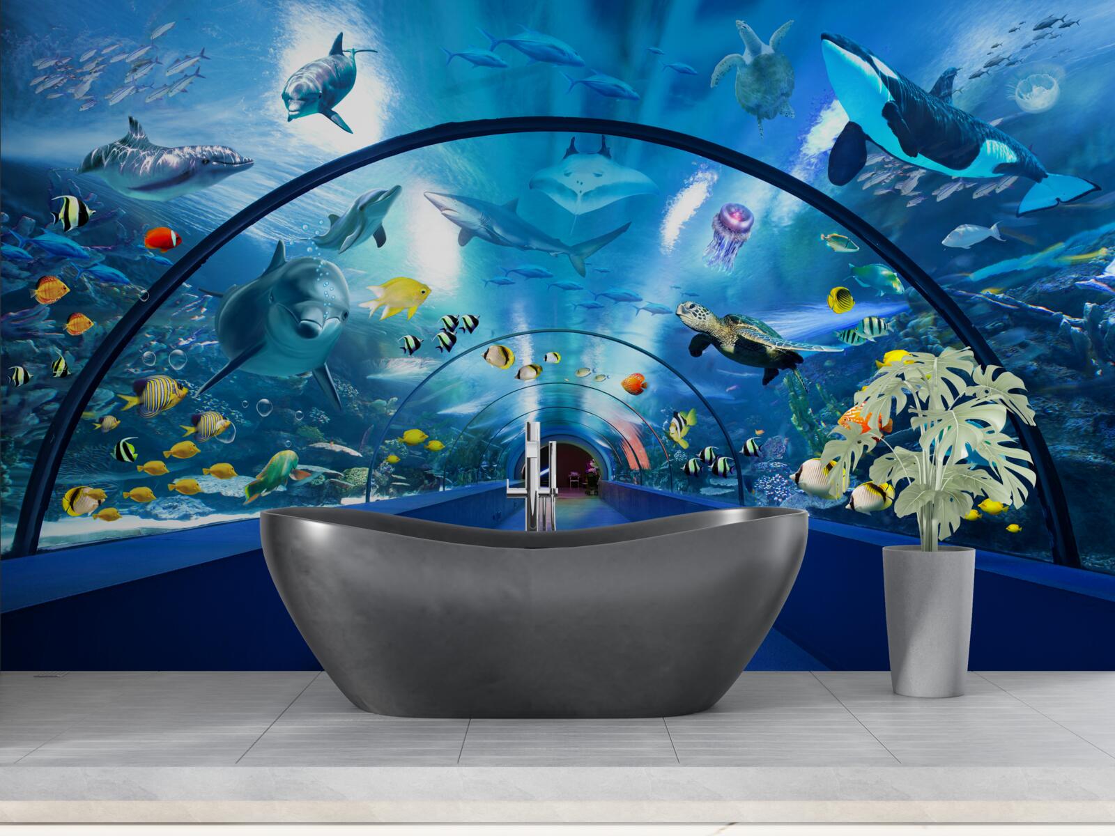 Fototapeten Faszinierender Aquarientunnel