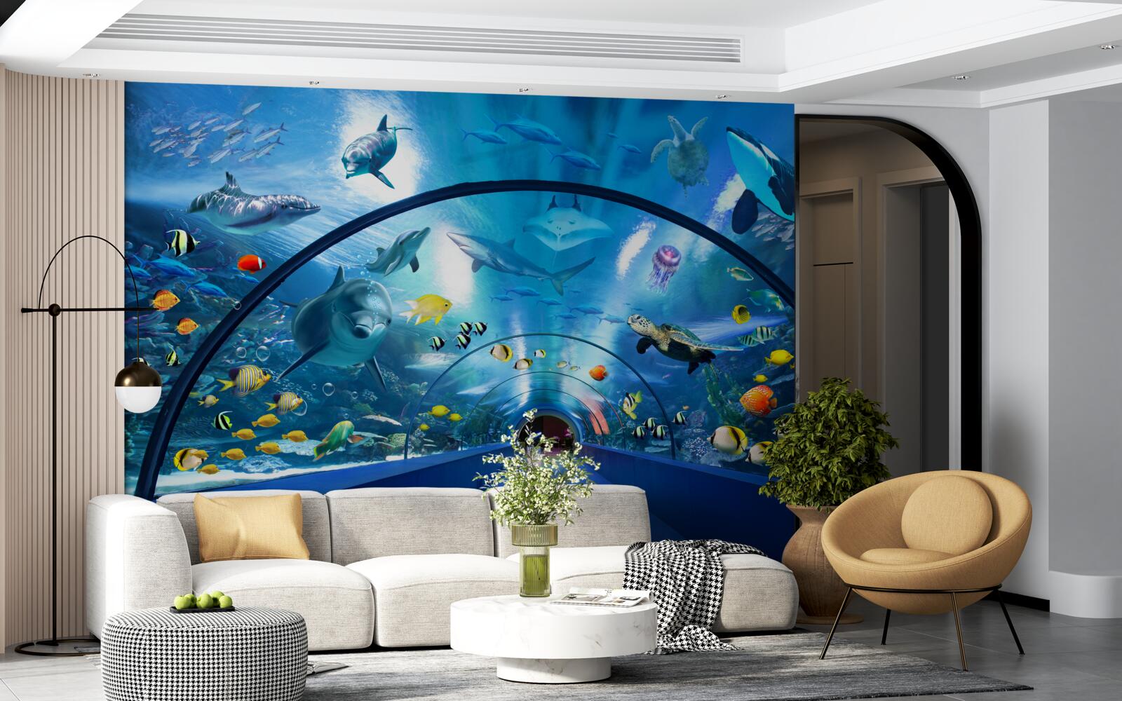 Fototapeten Faszinierender Aquarientunnel