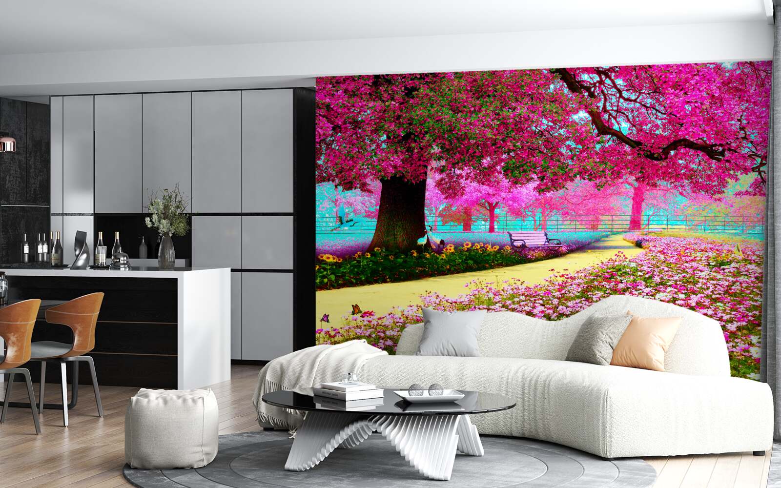 Fototapeten Alte Sakura blühen in rosa Farbtönen