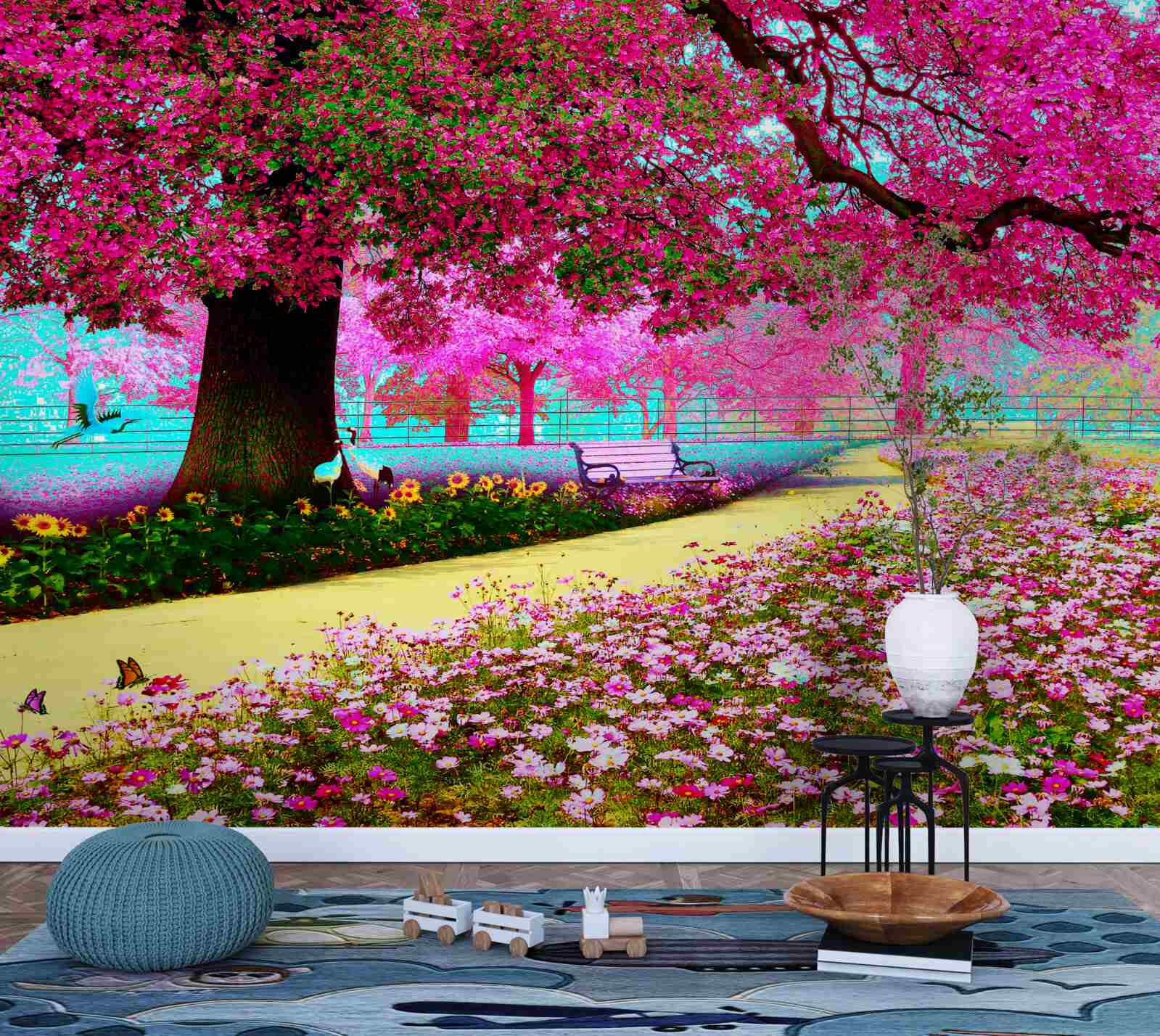 Fototapeten Alte Sakura blühen in rosa Farbtönen