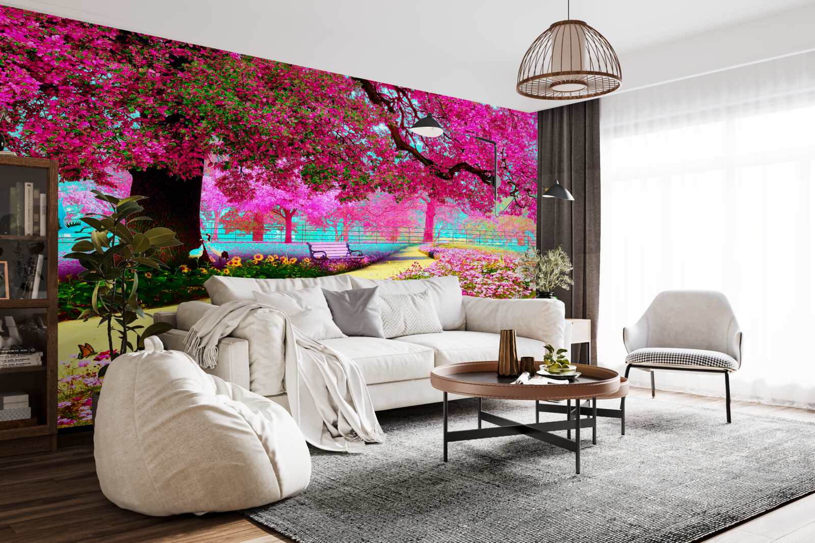 Fototapeten Alte Sakura blühen in rosa Farbtönen