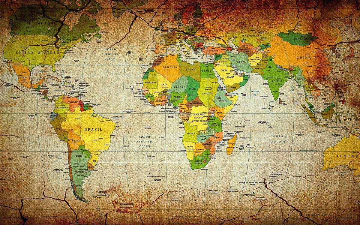 Fototapeten Die geografische Karte der Welt