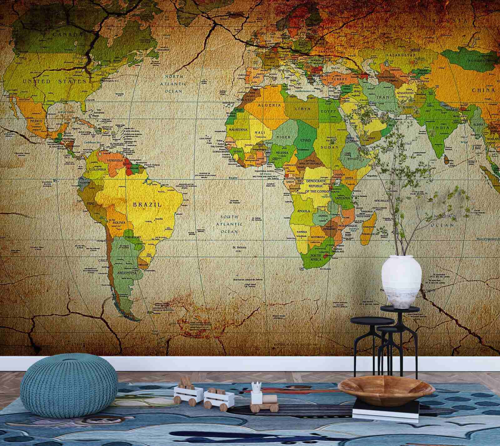 Fototapeten Die geografische Karte der Welt