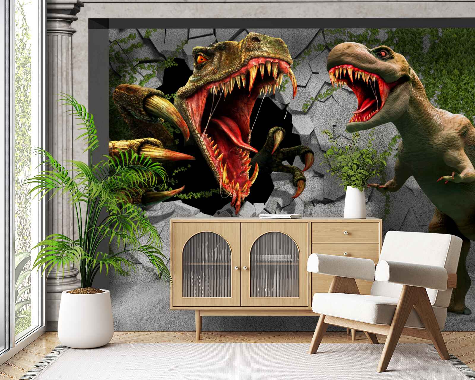 Fototapeten Unruhige Dinosaurier im Bug