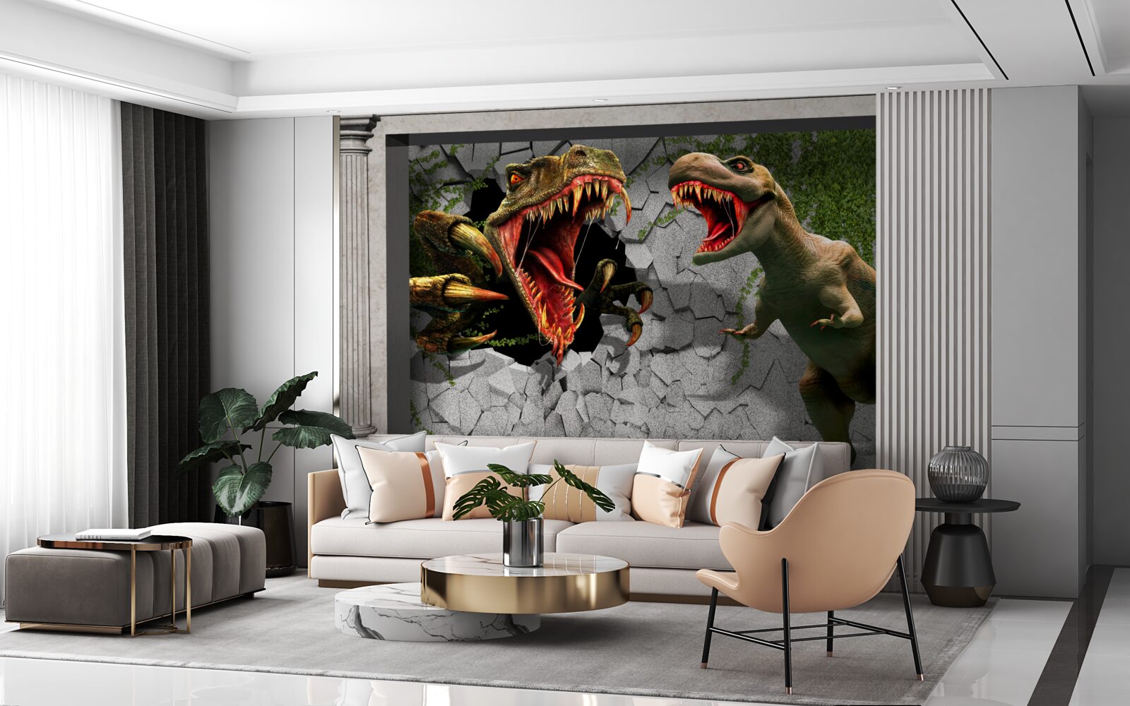 Fototapeten Unruhige Dinosaurier im Bug