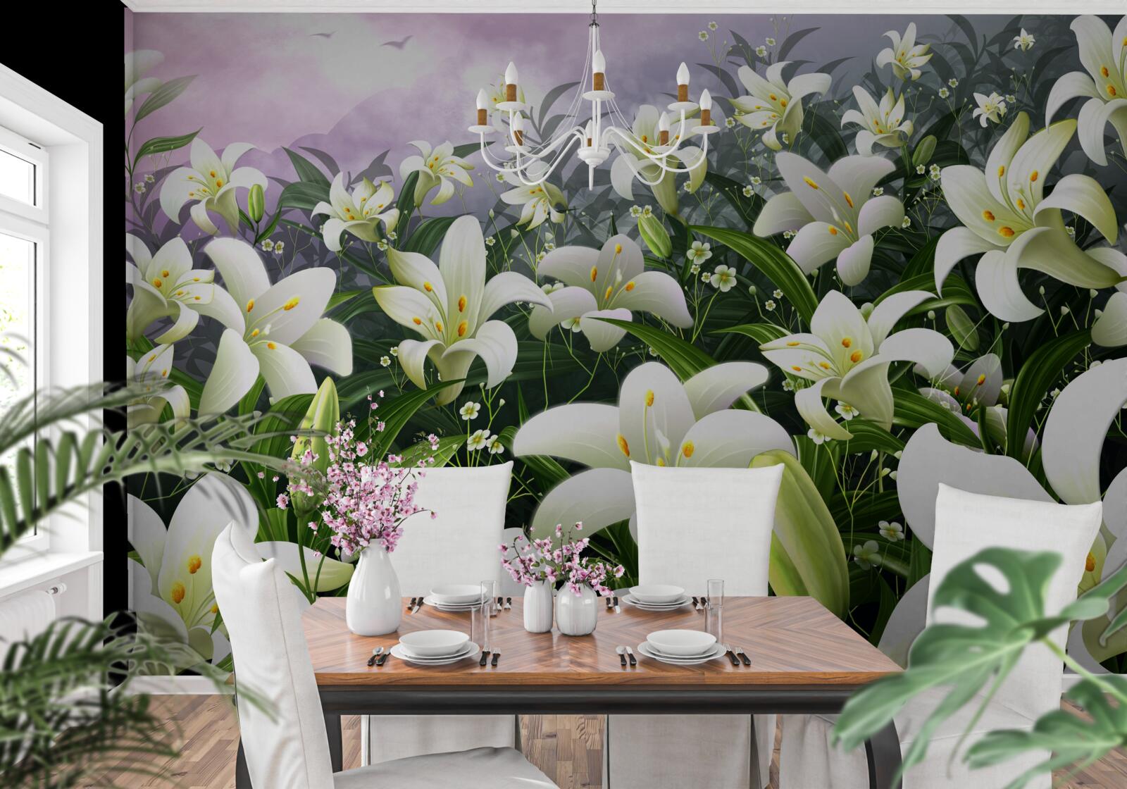 Fototapeten Schnee -White Lily Teppich