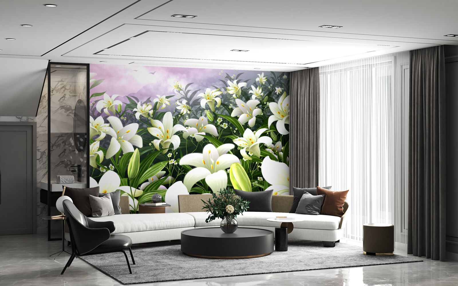 Fototapeten Schnee -White Lily Teppich