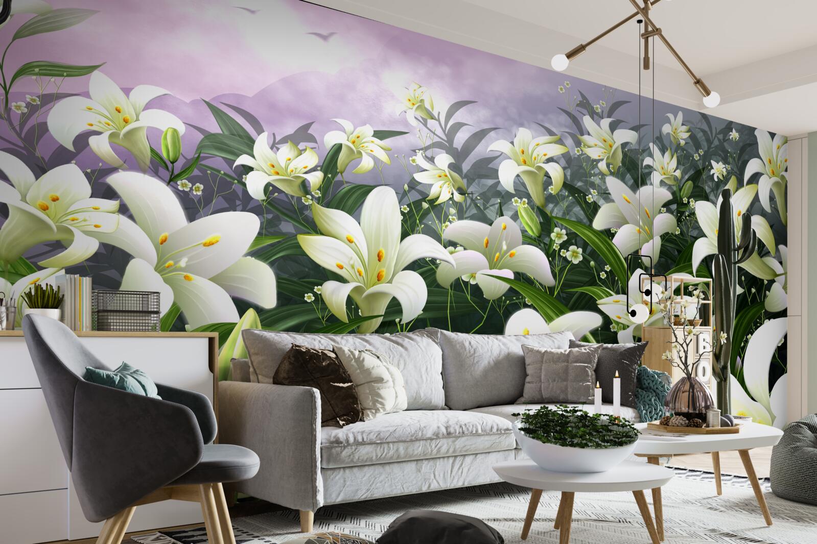 Fototapeten Schnee -White Lily Teppich