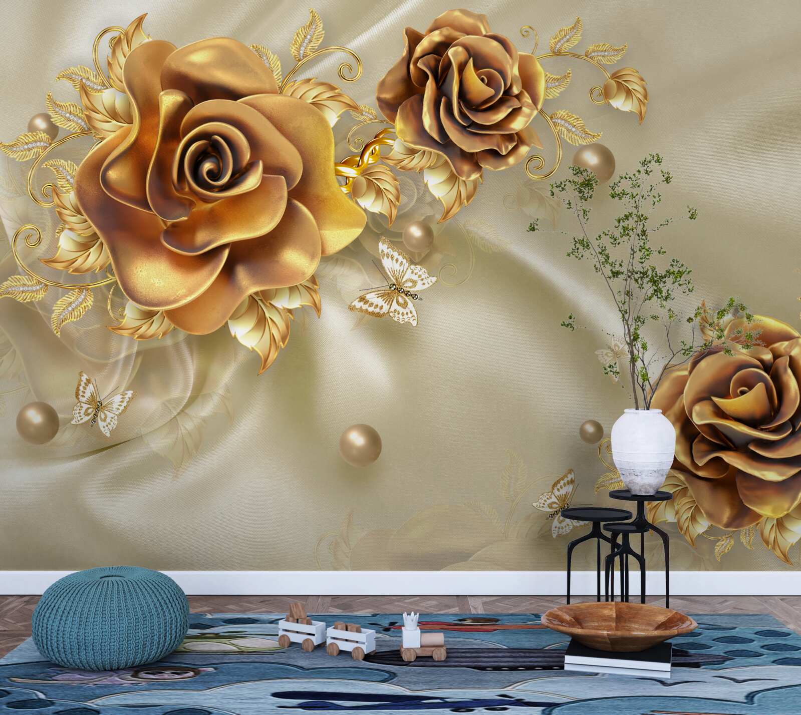 Fototapeten Braune Rose auf einem Seidenhintergrund