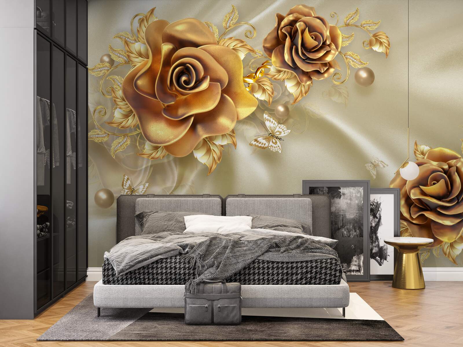 Fototapeten Braune Rose auf einem Seidenhintergrund