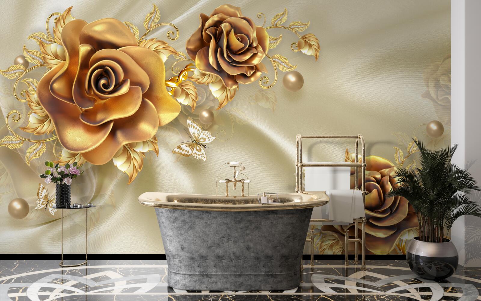 Fototapeten Braune Rose auf einem Seidenhintergrund