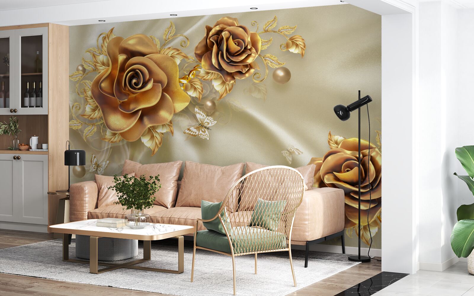 Fototapeten Braune Rose auf einem Seidenhintergrund