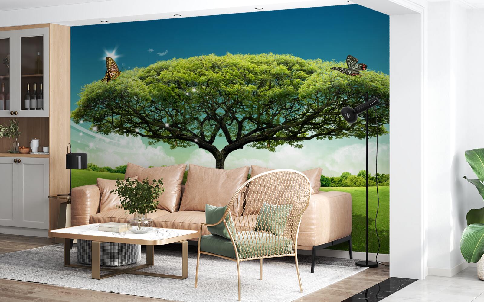 Fototapeten Ein gesunder Baum des Lebens lebt in der Lichtung