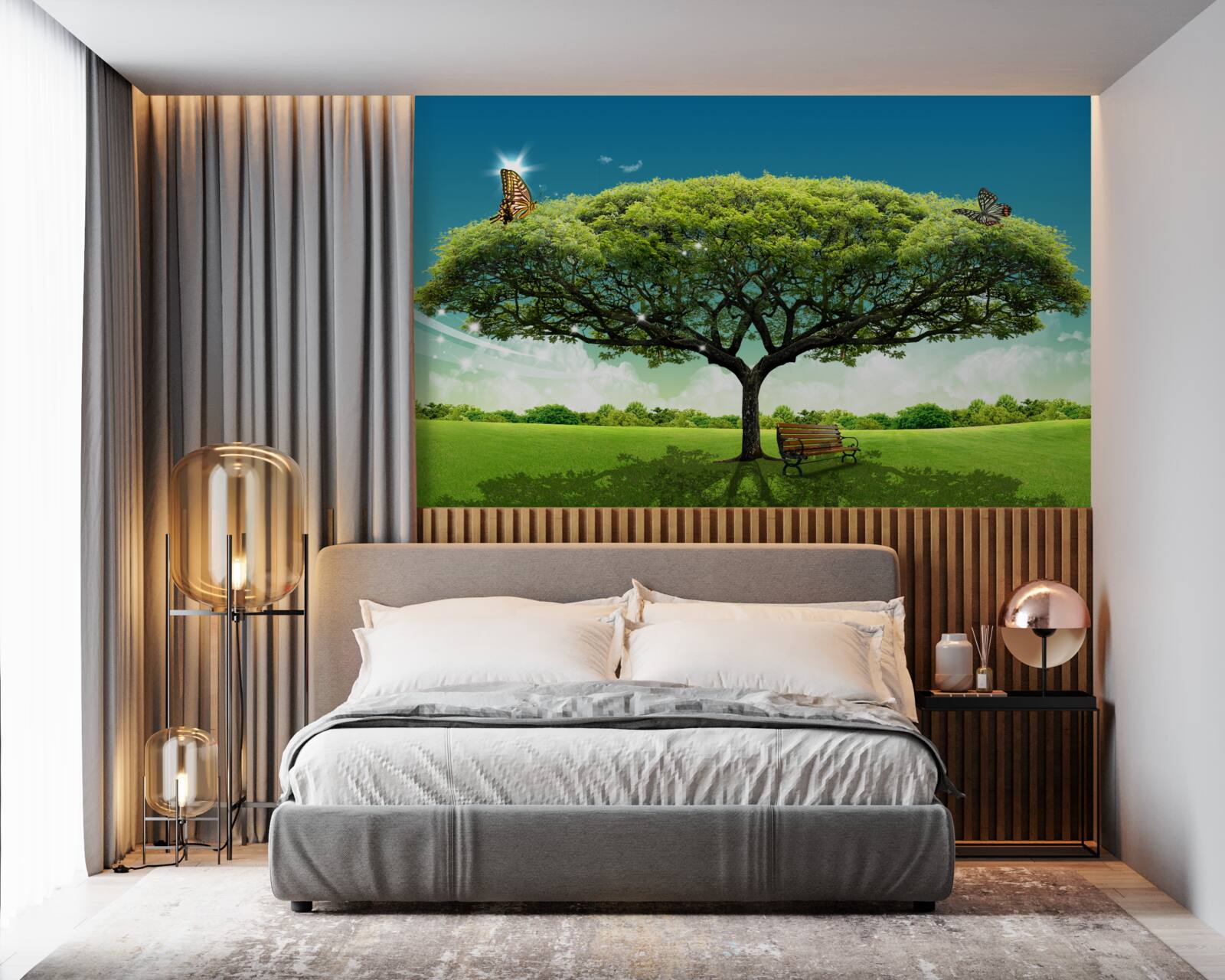 Fototapeten Ein gesunder Baum des Lebens lebt in der Lichtung