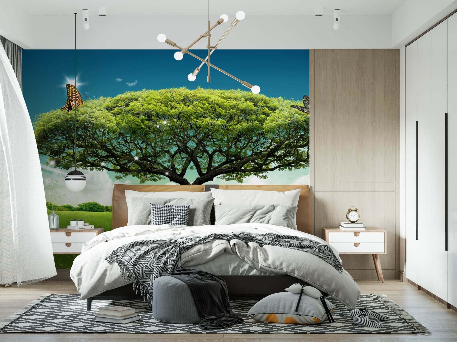 Fototapeten Ein gesunder Baum des Lebens lebt in der Lichtung