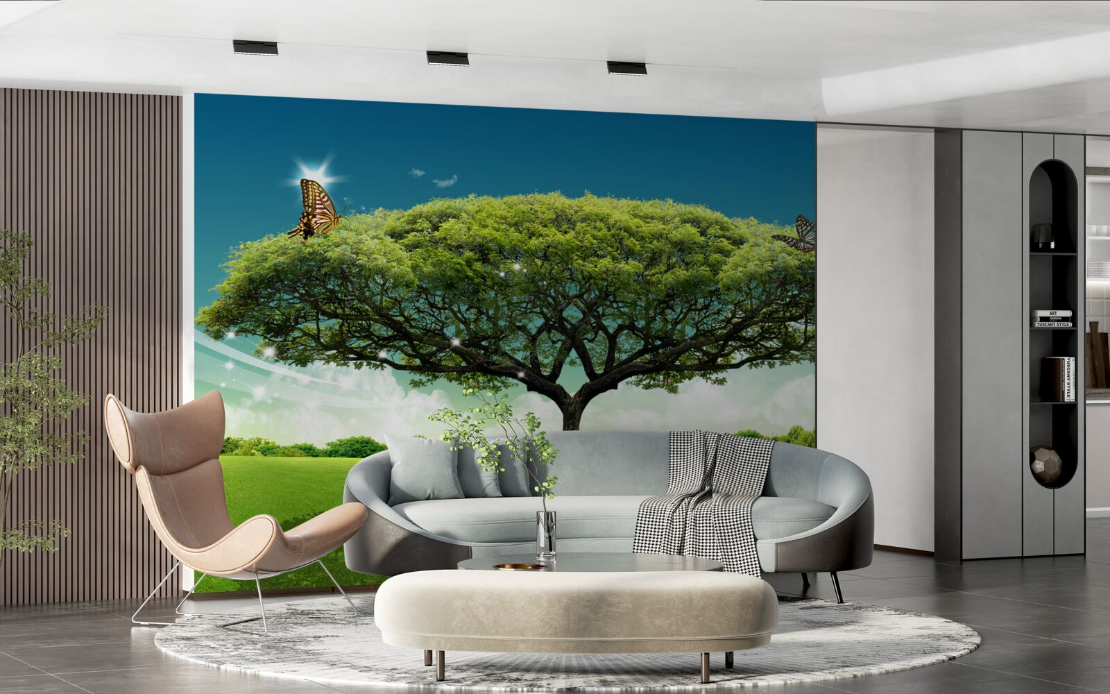 Fototapeten Ein gesunder Baum des Lebens lebt in der Lichtung