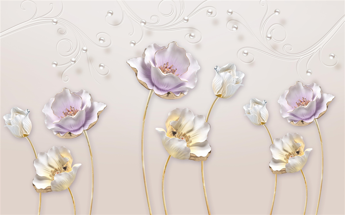 Fototapeten Weißer und blauer Lotus mit einer anmutigen Form