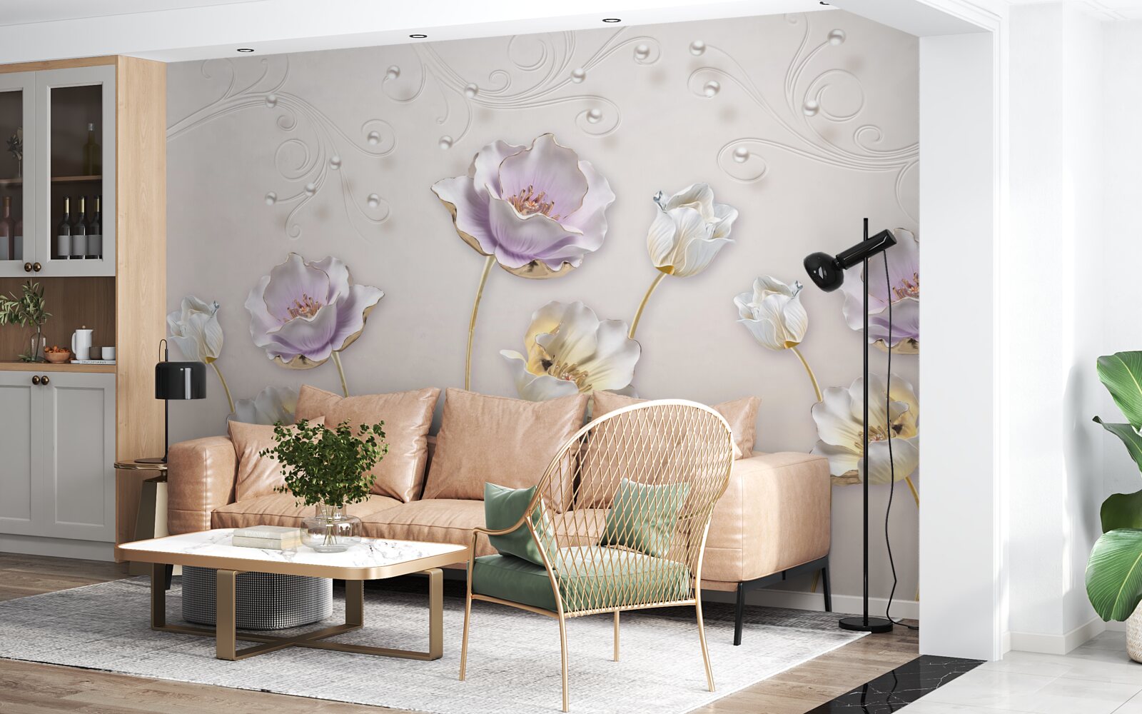 Fototapeten Weißer und blauer Lotus mit einer anmutigen Form