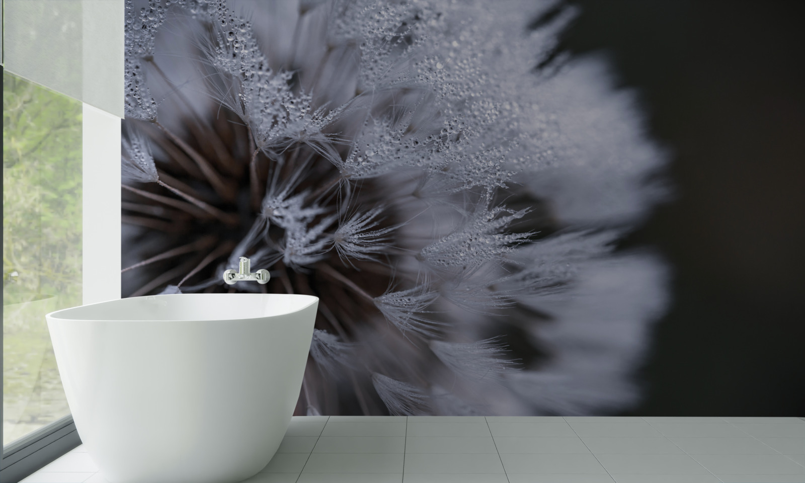 Fototapeten Löwenzahnblumen mit flauschigen Blütenblättern