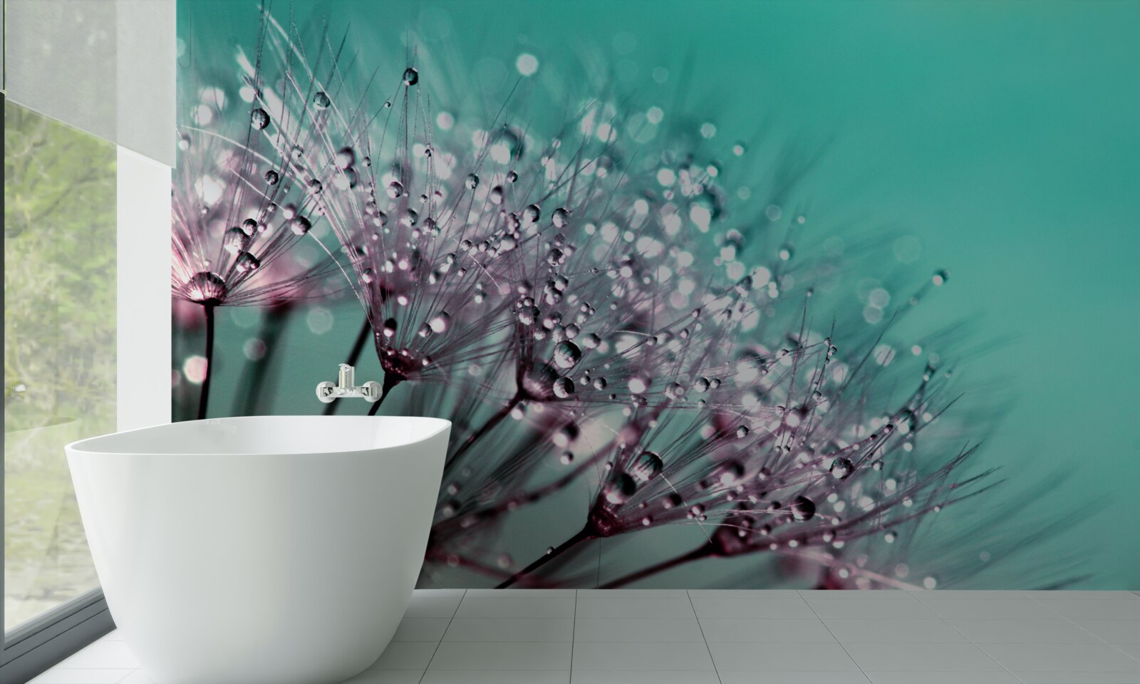 Fototapeten Morning Dew auf einer Löwenzahnblume