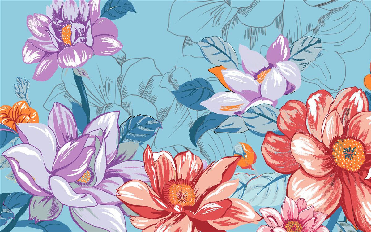 Fototapeten Blumen erfreuen sich sehr mit ihrer Schönheit